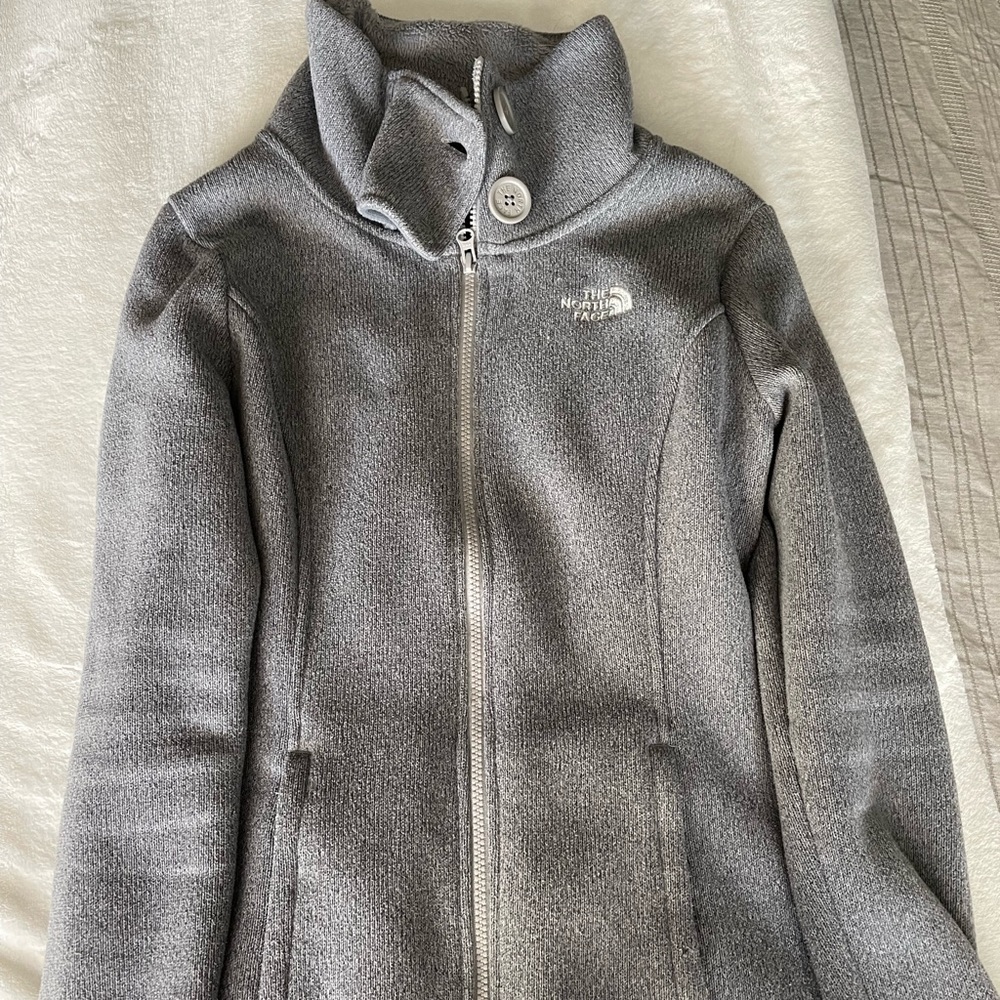 The north face grey sweater jacket